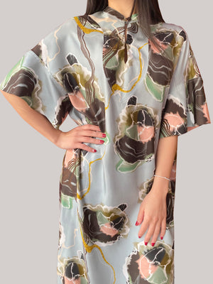 Green Printed Silk Dress