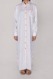 White with Orange Thread Button Shirt Dress (040)