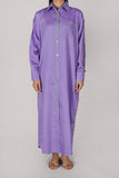 Purple with Green Thread Button Shirt Dress (040)