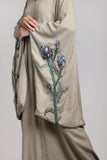 Beige Color Linen Base with Artichoke Flower Embroidery (023)