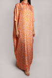 Orange Leopard Silk Shirt Dress (012)
