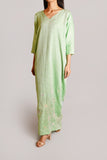Light Green Linen with Unicorn Embroidery (038-E)