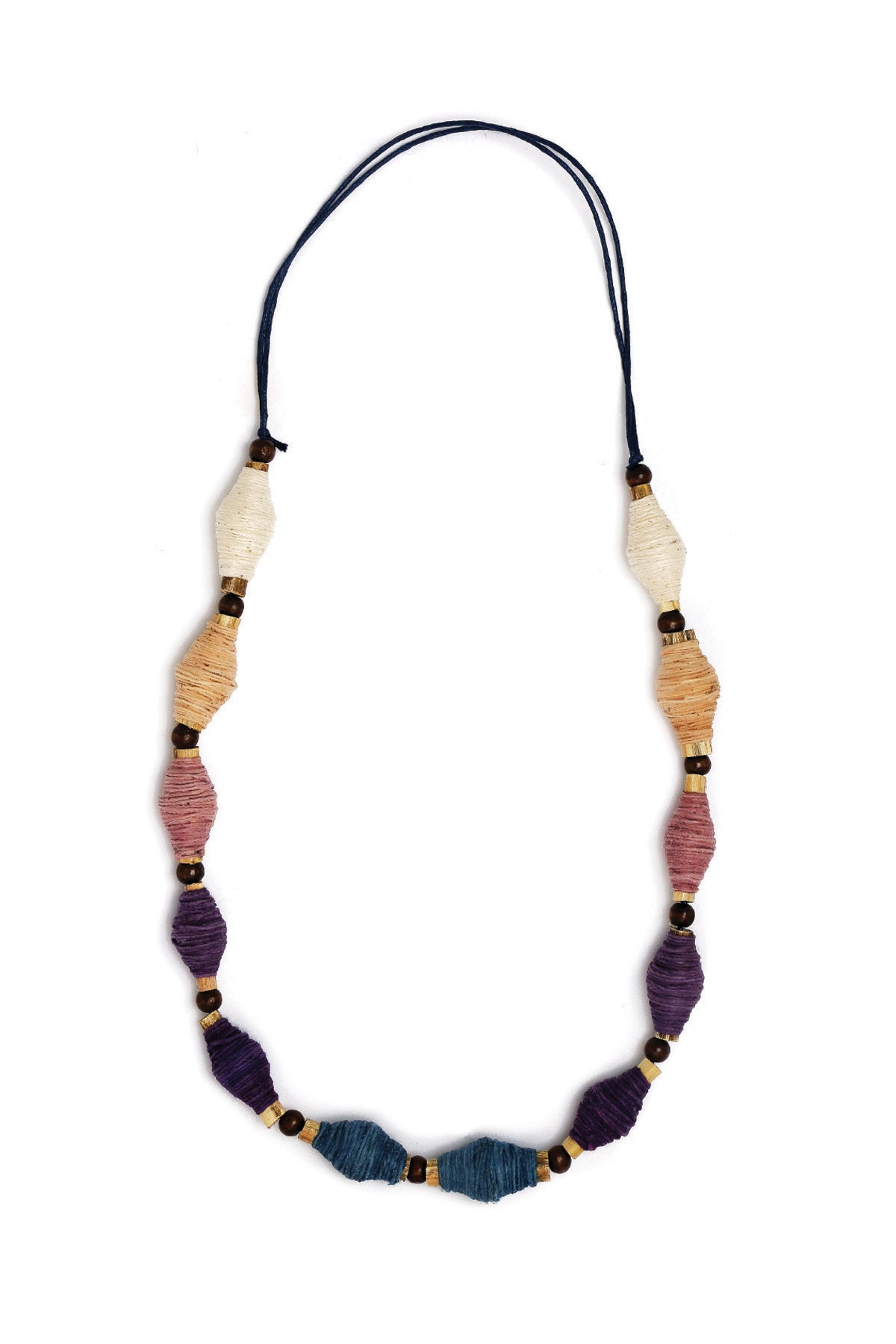 Blue Purple Rolled Thread Necklace