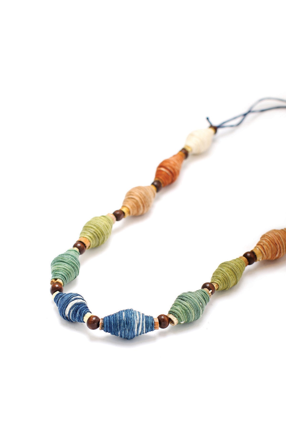 Blue Green Rolled Thread Necklace
