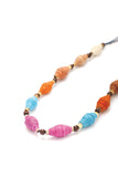 Pink Blue Rolled Thread Necklace
