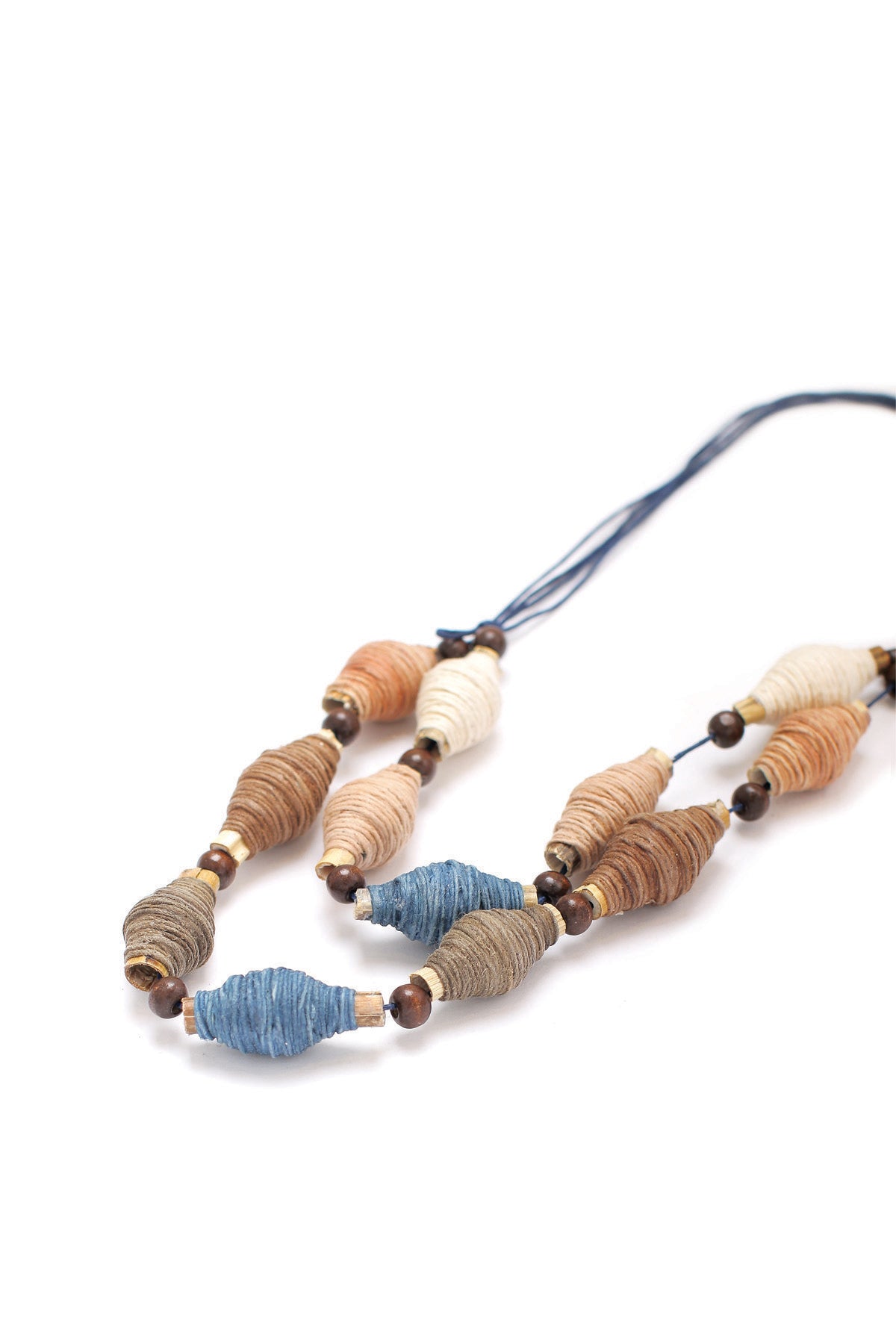 Brown White Rolled Thread Necklace