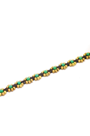 Green Floral Bead Bracelet