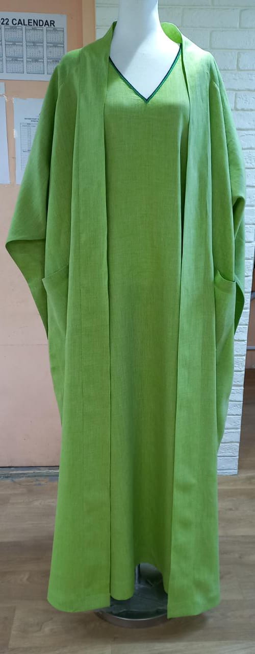 Abaya Set in Green with Bird Back Side (051)